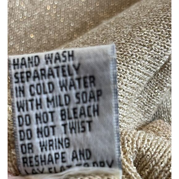 N.E.K. Beth Bowley Womens Sz L Metallic Gold Pullover Sweater Turtleneck Blouse - Picture 7 of 7